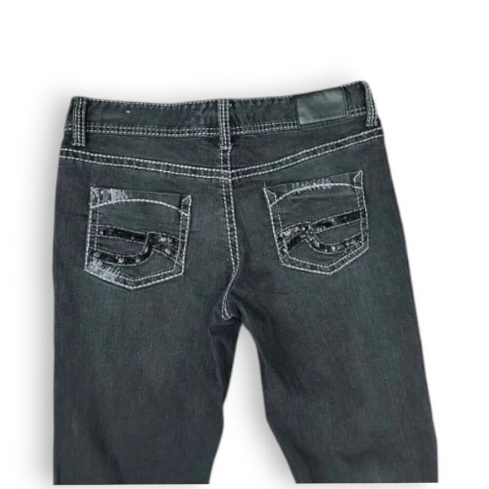 Maurices Charcoal Skinny Jeans With Embellished Pockets - Picture 3 of 4